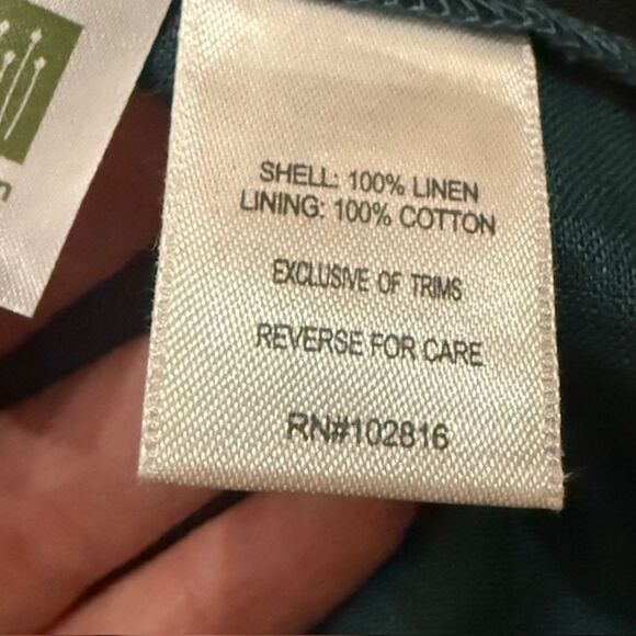 NWT Garnet Hill Linen Puff-Sleeve Midi Dress XL Teal Square Neck Cottagecore - Picture 10 of 11